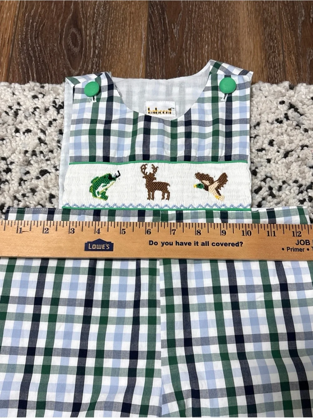Boys Plaid Sleeveless Romper 100% Cotton Deer Size 2 Button smocked hunting Duck